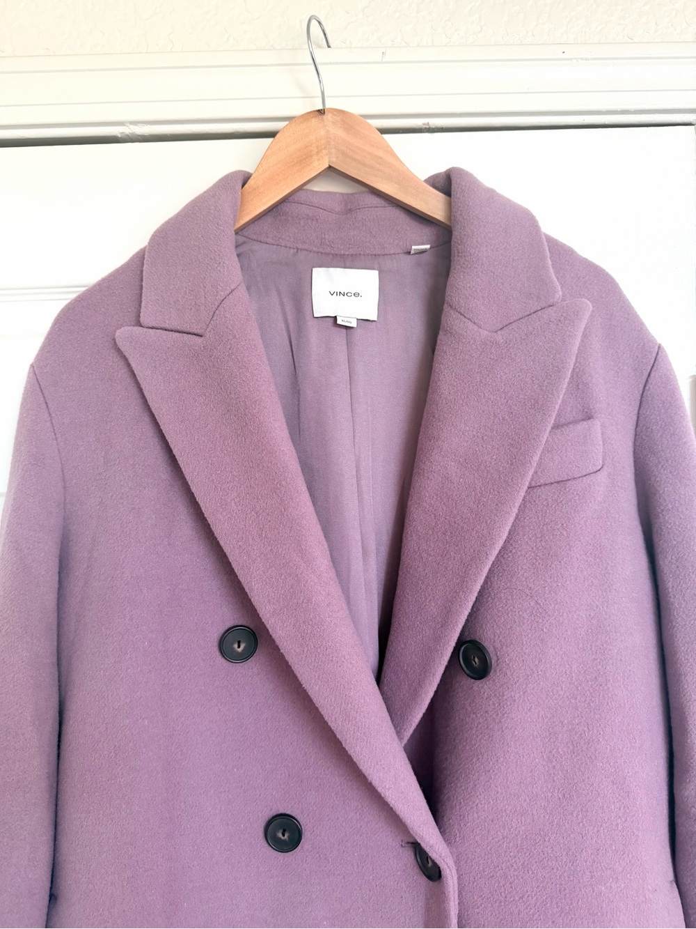 VINCE Brushed Wool Double Breasted Wool Coat Jacket Lavender Purple XL - Picture 6 of 10